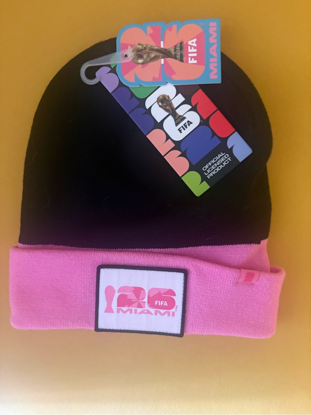 FIFA Fan 2026 Black and Pink Beanie Hat